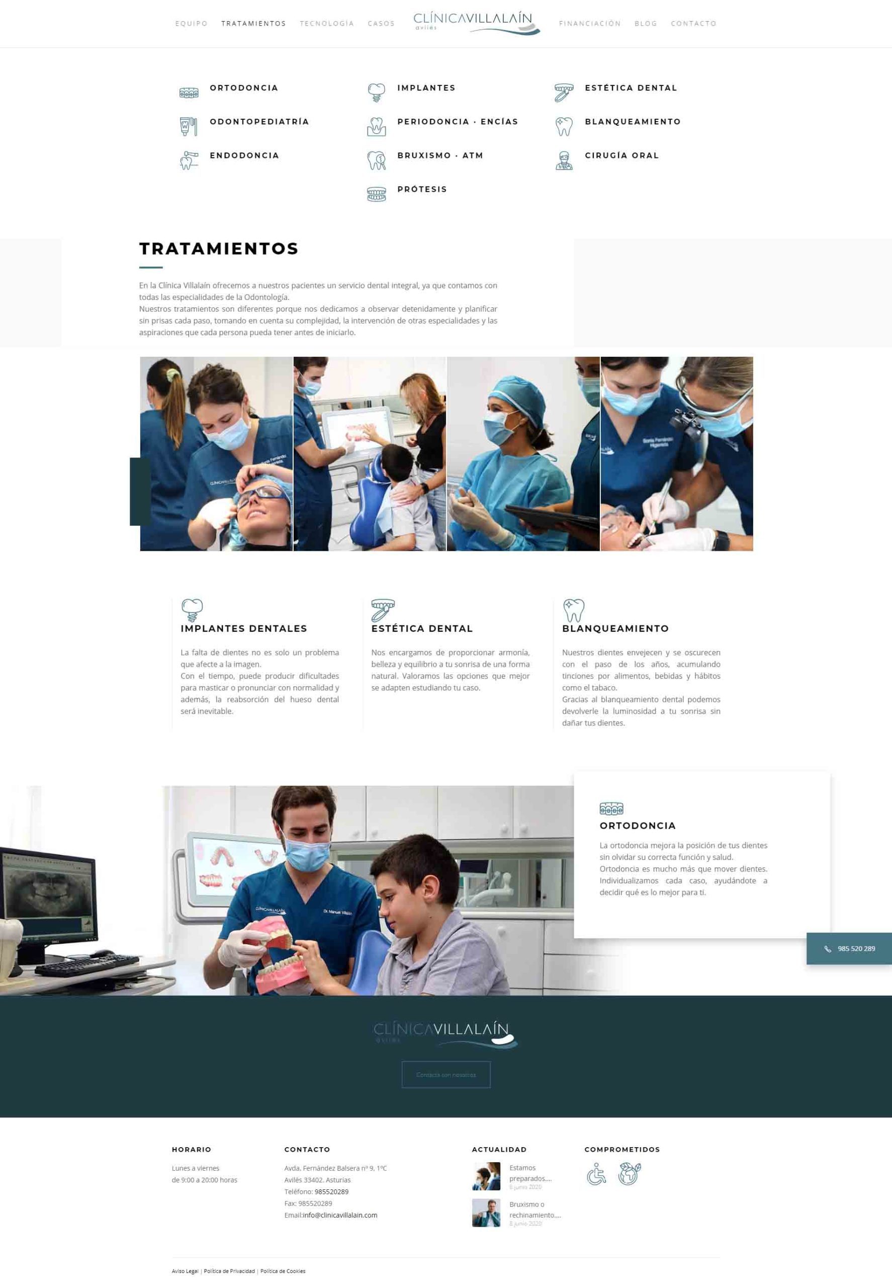 Clínica Villalaín. Diseño web para clínica dental