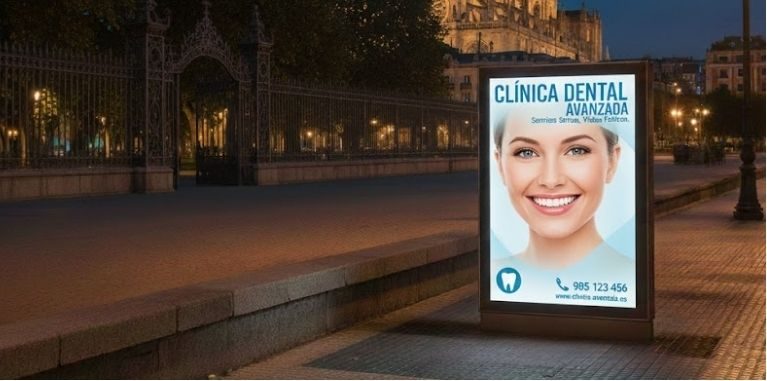 publicidad en un mupi de una clinica dental publicidad en un mupi de una clinica dental